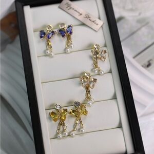 Crystal Butterfly Freshwater Pearl Earrings